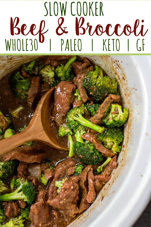 This easy Whole30 slow cooker recipe makes cooking beef and broccoli at home so simple. It comes together in the crock pot incredibly fast, and is a great meal prep recipe or weeknight meal because you just dump the ingredients, and come back later to a healthy, Paleo, keto and Whole30 broccoli beef waiting for you in the slow cooker! #whole30slowcooker #slowcookerbeefandbroccoli #ketoslowcooker #paleoslowcooker #beefandbroccoli