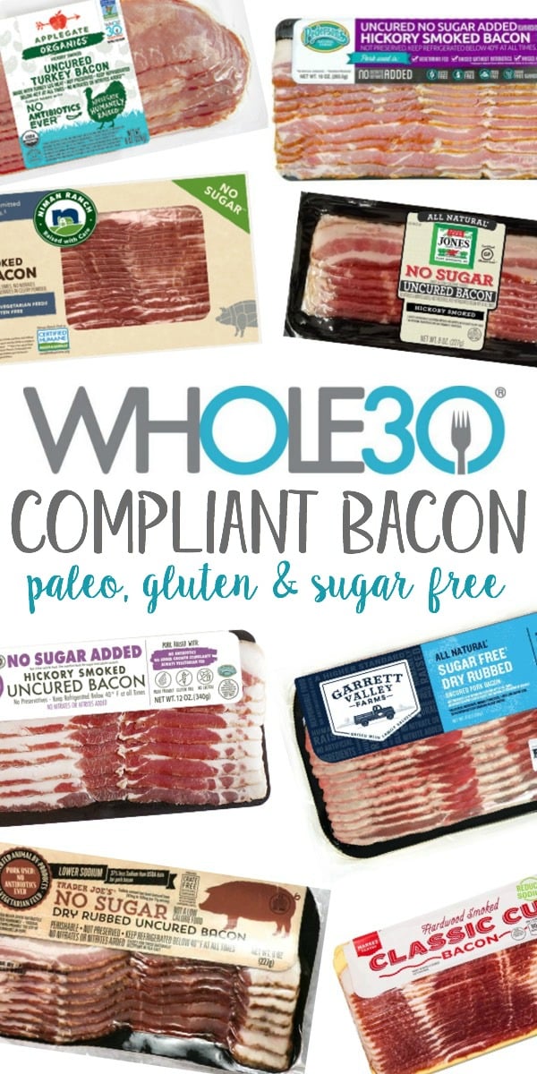 Cette liste approfondie, la plus à jour et la plus complète de marques et d'options de bacon Whole30 vous aidera à trouver où l'acheter, et à localiser facilement une marque de bacon approuvée par Whole30 qui non seulement a bon goût, mais est fabriquée sans sucre et autres additifs qui sont hors limites pendant votre Whole30. Beaucoup de ces options de bacon conformes au Whole30 et au paléo sont maintenant disponibles dans nos magasins locaux, comme Walmart, Target, Sprouts et Whole Foods #whole30bacon #whole30approvedbacon #paleobacon #sugarfreebacon