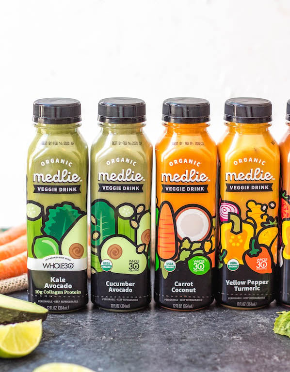 Medlie Veggie Drinks are drinkable, portable and convenient way to get in vegetables without any prep work, or any unnecessary junky ingredients. Medlie Veggie Drinks are Whole30 Approved, Paleo, Certified Organic, low carb, and made without added sugar, preservatives or stabilizers. Medlie has taken the freshest veggies, combined them into awesome flavors and bottled them up to make it easy for anyone and everyone to never skip their vegetables #whole30drinks #medlieveggies #whole30approved #paleodrinks #ketodrinks