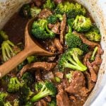 This easy Whole30 slow cooker recipe makes cooking beef and broccoli at home so simple. It comes together in the crock pot incredibly fast, and is a great meal prep recipe or weeknight meal because you just dump the ingredients, and come back later to a healthy, Paleo, keto and Whole30 broccoli beef waiting for you in the slow cooker! #whole30slowcooker #slowcookerbeefandbroccoli #ketoslowcooker #paleoslowcooker #beefandbroccoli