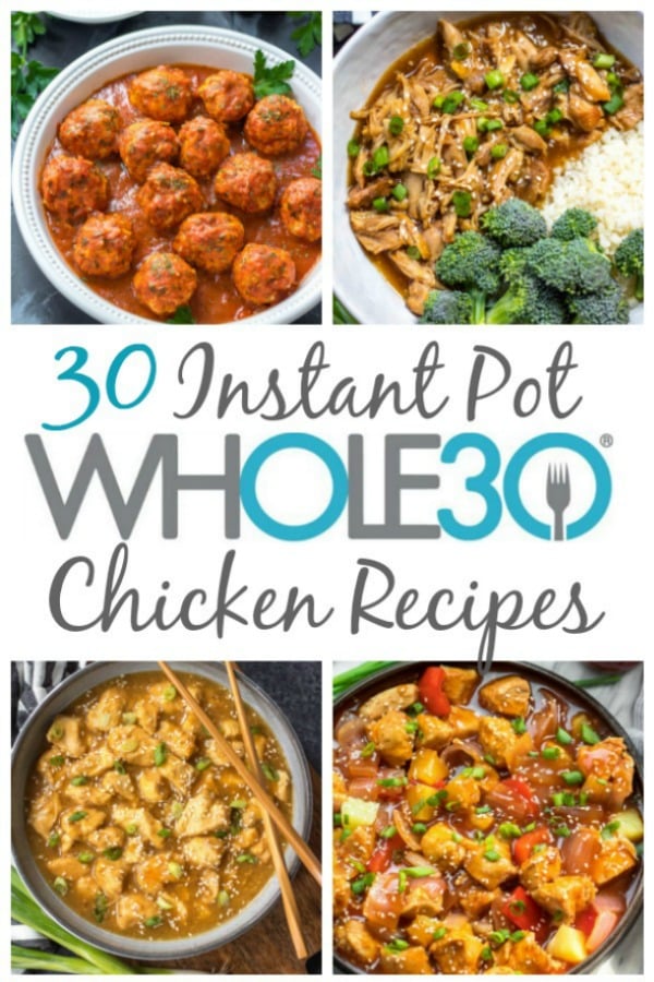 These 30 Whole30 instant pot chicken recipes are all easy paleo recipes that are perfect for both a family friendly weeknight meal, or meal prep for the week ahead. They're also all paleo and gluten-free recipes, with many of them being healthy low carb options as well. Making chicken in the instant pot is a great way to use budget friendly cuts of meat while keeping the flavors interesting and delicious! #whole30instantpot #whole30chickenrecipes #whole30chickeninstantpot #paleoinstantpot #paleochickenrecipes