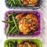 This Whole30 Asian chicken thighs and spicy green beans recipe is ideal for a lunch meal prep recipe, or a healthy, paleo weeknight dinner. The sticky Asian marinade is full of flavor and so easy to prepare. With the green bean side, you’ll have a low carb and delicious meal in under 30 minutes! #whole30chickenrecipes #whole30mealprep #paleochickenrecipes #paleomealprep #ketochickenrecipes