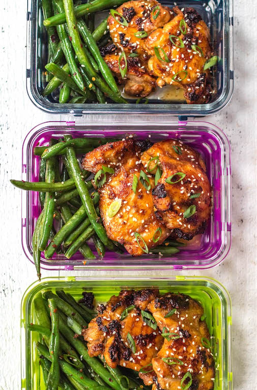 This Whole30 Asian chicken thighs and spicy green beans recipe is ideal for a lunch meal prep recipe, or a healthy, paleo weeknight dinner. The sticky Asian marinade is full of flavor and so easy to prepare. With the green bean side, you’ll have a low carb and delicious meal in under 30 minutes! #whole30chickenrecipes #whole30mealprep #paleochickenrecipes #paleomealprep #ketochickenrecipes