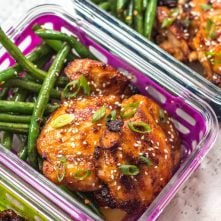 Whole30 Sticky Asian Chicken Thighs & Spicy Green Beans: Paleo, GF Meal Prep