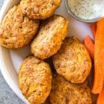 These easy butternut squash chicken nuggets are a healthy, Whole30 and gluten-free alternative to traditional nuggets. This recipe is a great way to sneak vegetables in, and are totally kid and family friendly, and paleo and low carb, too. With only a few ingredients, they're also quick to make for a weeknight meal or meal prep! #whole30recipes #whole30chicken #paleorecipes #paleochickenrecipes #lowcarb #keto #chickennuggets #glutenfreechicken #dinnerrecipes