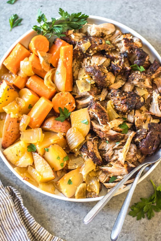 This easy and tender pork roast only takes a few ingredients and lets the slow cooker do the work for you! It