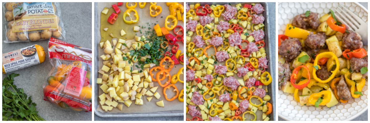 cooking process of sheet pan sausage