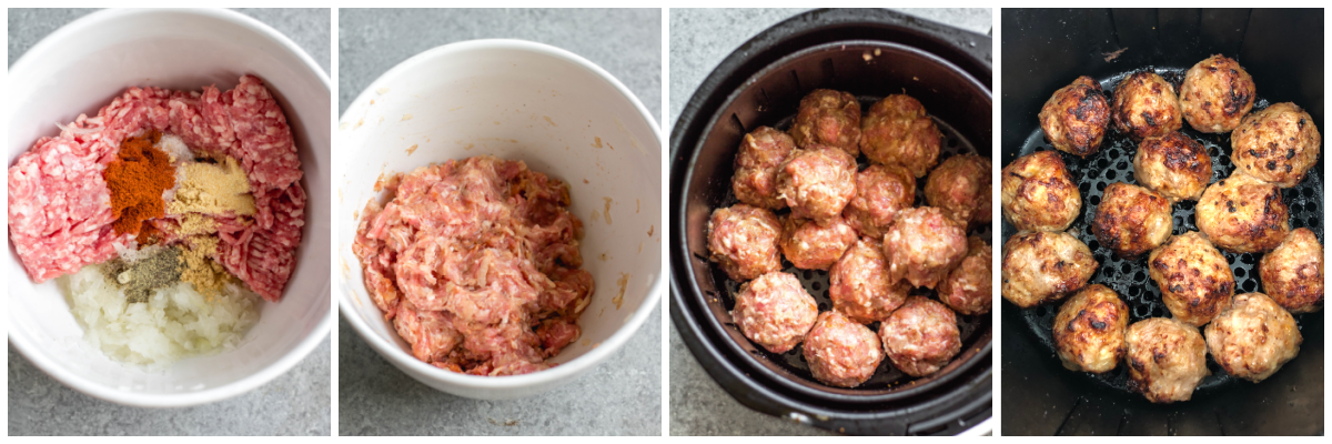 whole30 air fryer pork meatballs cooking process