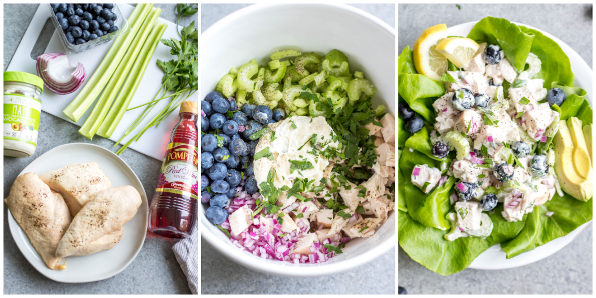 process of preparing blueberry chicken salad