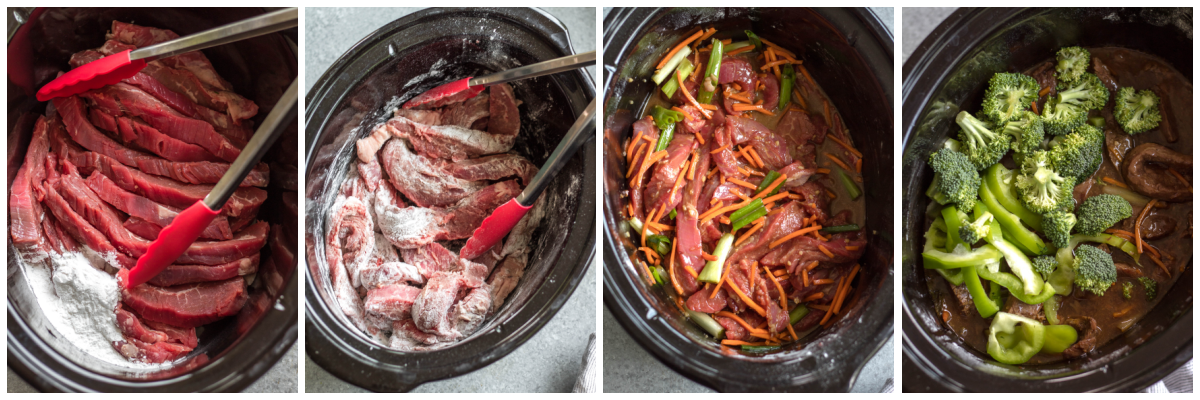 slow cooker mongolian beef cooking process