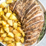 This healthy smoked boneless turkey breast recipe is so easy, needs only a few ingredients, and is a great lean protein that's also Whole30, paleo, gluten-free and low carb/keto. It's perfect for a family friendly weeknight dinner or great for meal prepping. Pair it with a few vegetable sides or use it in a salad, you can't go wrong with this smoker turkey recipe! #whole30turkey #lowcarbturkey #smokedturkey #smokerrecipes #thanksgiving #healthyturkeyrecipes #keto