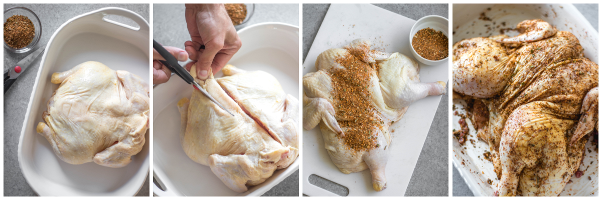 smoked butterfly chicken cooking process, how to spatchchock a chicken