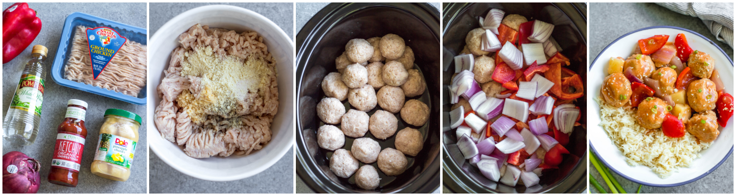 whole30 sweet and sour chicken meatballs cooking process