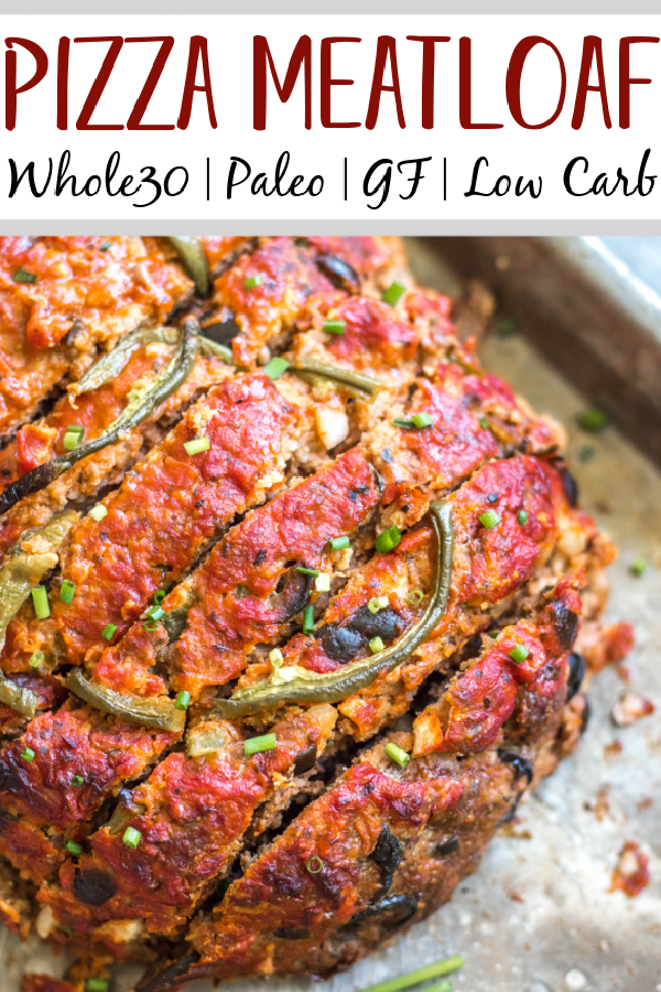 This easy pizza meatloaf recipe is a fun spin on a classic meatloaf. Using a mixture of ground beef and ground pork, and pizza sauce instead of the traditional ketchup, this Whole30 meatloaf recipe is a family-friendly option that's great for meal prep or a simple weeknight dinner. It's also paleo, gluten-free, low carb and freezer friendly. #whole30meatloaf #paleomeatloaf #ketomeatloaf #weeknightdinner #healthyrecipes #whole30groundbeef