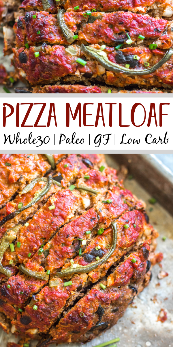 This easy pizza meatloaf recipe is a fun spin on a classic meatloaf. Using a mixture of ground beef and ground pork, and pizza sauce instead of the traditional ketchup, this Whole30 meatloaf recipe is a family-friendly option that's great for meal prep or a simple weeknight dinner. It's also paleo, gluten-free, low carb and freezer friendly. #whole30meatloaf #paleomeatloaf #ketomeatloaf #weeknightdinner #healthyrecipes #whole30groundbeef