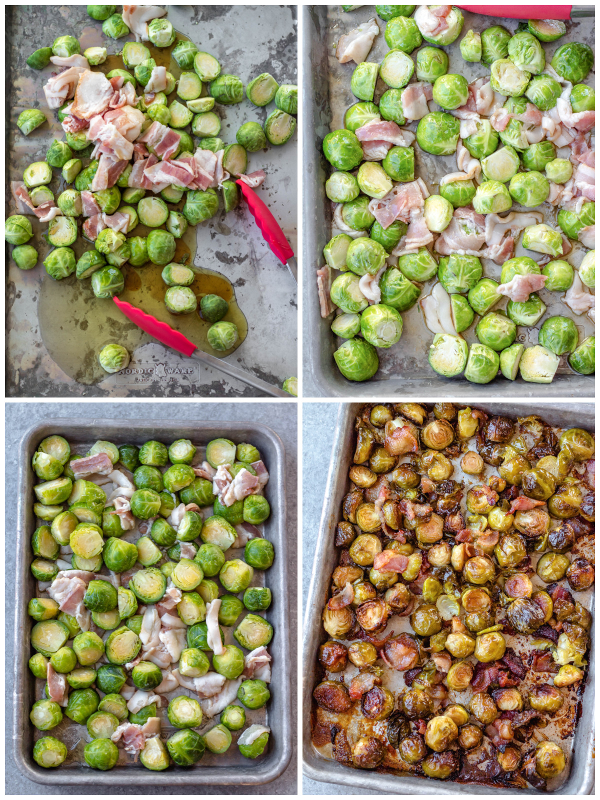 Maple bacon brussels sprouts cooking steps