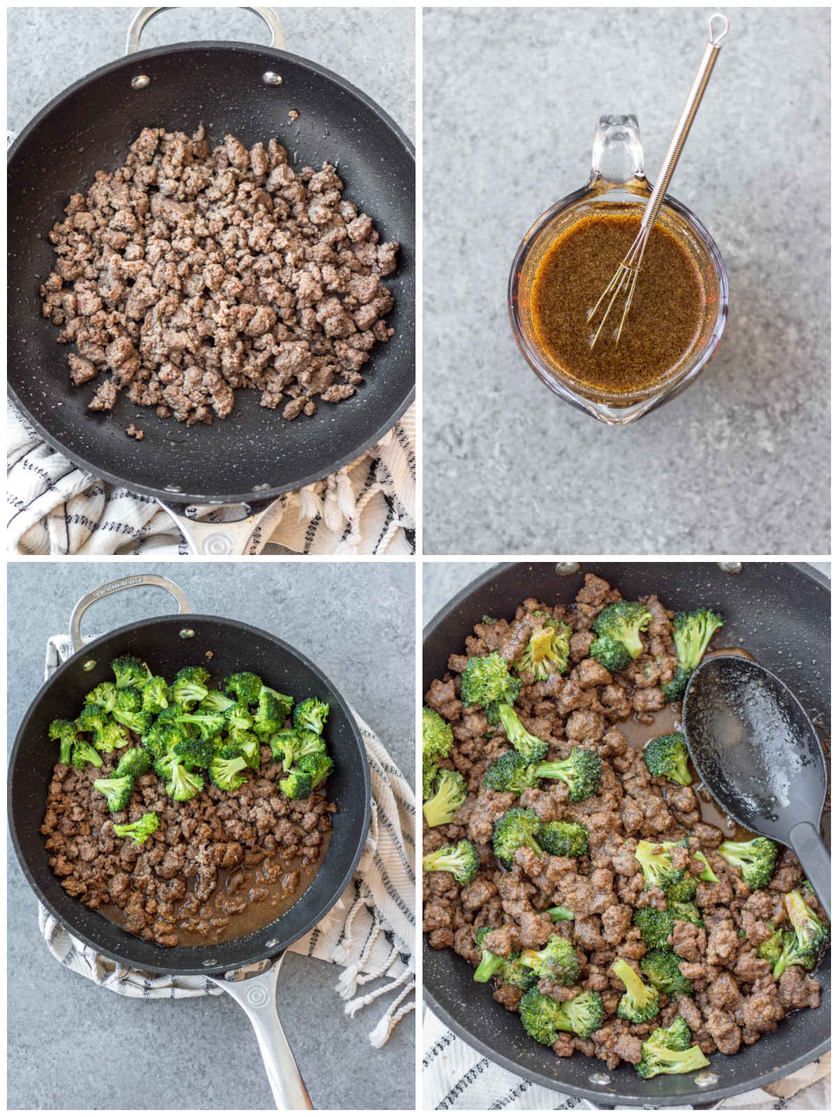 whole30 ground beef and broccoli step by step cooking process