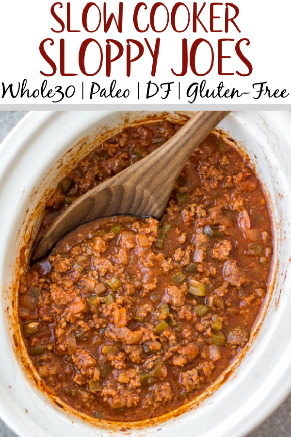 This easy recipe for slow cooker sloppy joes is so simple, but so full of the flavors we know and love! It's perfect for meal prep, easy weeknight meals, family gatherings or football parties, and so much more. The best is that it's Whole30, paleo, gluten-free, and made without sugar so everyone can enjoy! Cooking in the slow cooker makes it great for guests to serve themselves, or to bring to a potluck, and it's a budget friendly ground beef recipe that will be a family favorite! #whole30sloppyjoes #whole30groundbeef #whole30beefrecipes #slowcookerbeef #paleogroundbeef