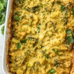 This healthy broccoli casserole recipe is perfect for an easy vegetable side dish for a weeknight dinner, or for a family holiday gathering like Easter! It's keto, Paleo, dairy free, Whole30 and vegetarian, so everyone can enjoy. It can be made with fresh broccoli, or is a great way to use frozen broccoli! The dairy free cheese sauce is quick to make, creamy and delicious! #healthybroccolicasserole #healthyeasterrecipes #dairyfree #whole30 #vegetablerecipes