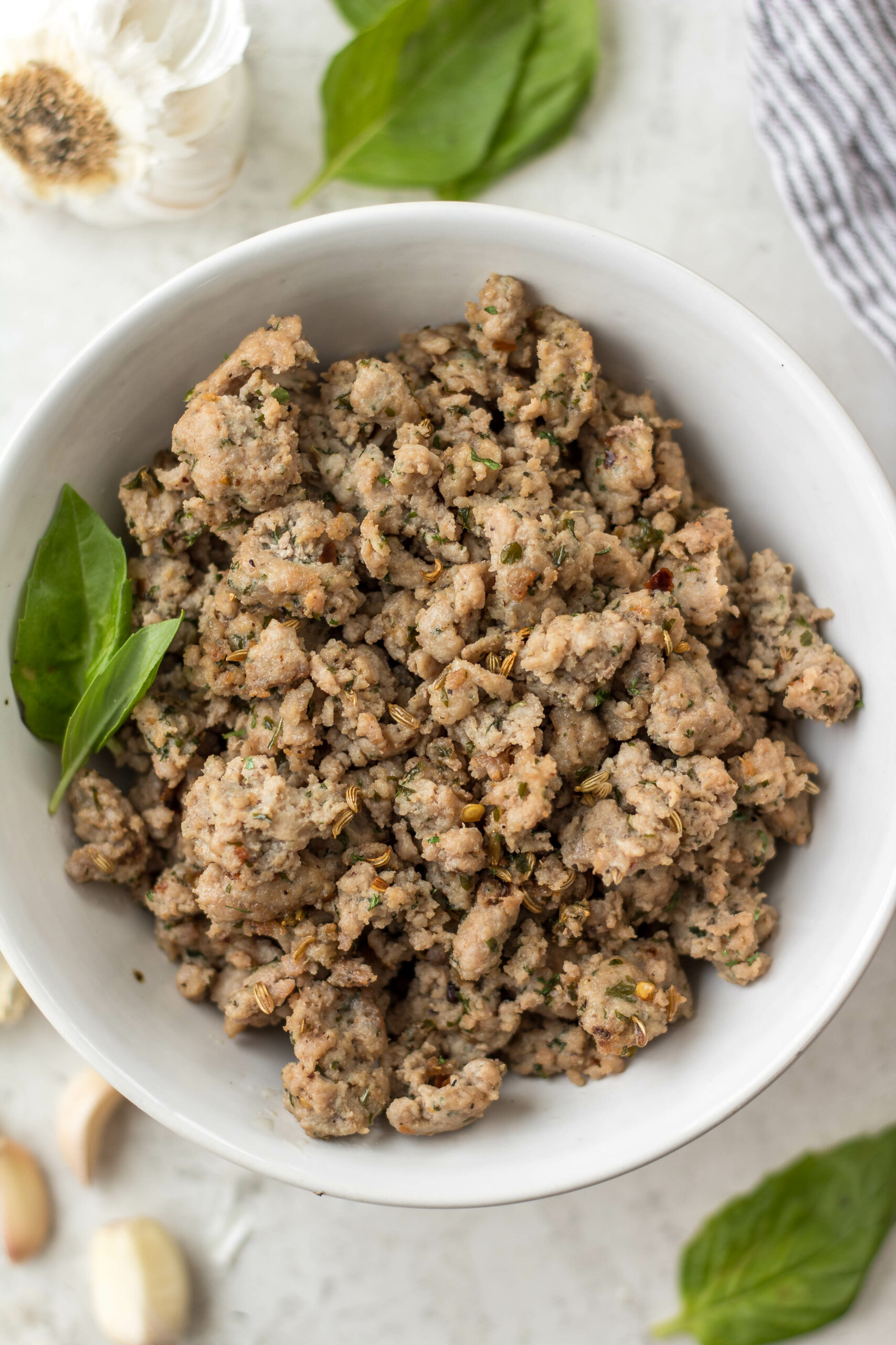 This homemade italian sausage is  Whole30 and paleo. It is gluten free and sugar free and is the best way to have a healthy Italian sausage on hand. This recipe uses a few staple ingredients you likely already have on hand and is fast and easy to make. Plus it can be frozen for later or used right away! Stop looking for paleo italian sausage at the store and make your own! #Whole30recipes #healthyporkrecipes #glutenfreepork