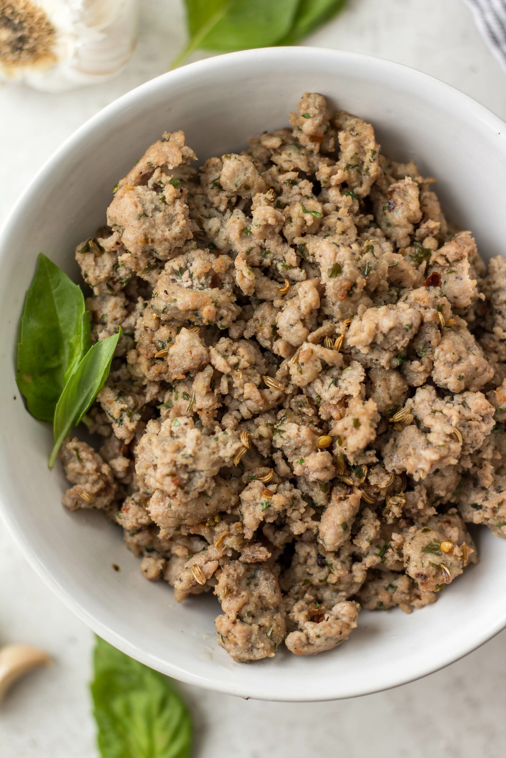 This homemade italian sausage is  Whole30 and paleo. It is gluten free and sugar free and is the best way to have a healthy Italian sausage on hand. This recipe uses a few staple ingredients you likely already have on hand and is fast and easy to make. Plus it can be frozen for later or used right away! Stop looking for paleo italian sausage at the store and make your own! #Whole30recipes #healthyporkrecipes #glutenfreepork