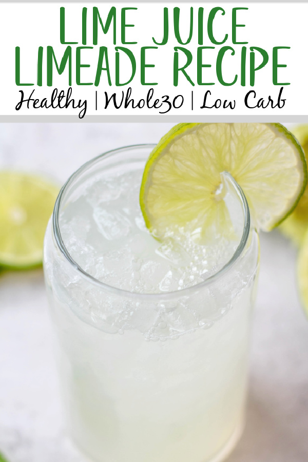 This lime juice recipe is refreshing, healthy and perfect for spring or summer! Known as limeade, this drink only uses a few simple ingredients, and can be made with fresh lime juice or bottled, sweetened or unsweetened! You'll love having this lime drink ready to go in the fridge to make drinking water more fun! #limejuice #limeade #limejuicerecipes #whole30drinks This lime juice recipe is refreshing, healthy and perfect for spring or summer! Known as limeade, this drink only uses a few simple ingredients, and can be made with fresh lime juice or bottled, sweetened or unsweetened! You'll love having this lime drink ready to go in the fridge to make drinking water more fun! #limejuice #limeade #limejuicerecipes #whole30drinks