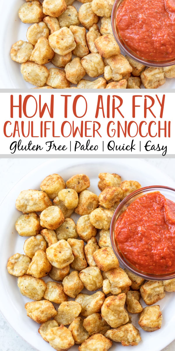 The best way to make Trader Joe's cauliflower gnocchi is in the air fryer. Air fryer cauliflower gnocchi is quick, easy, and can be cooked right from frozen. This recipe for how to make cauliflower gnocchi in the air fryer only requires a few minutes and a few ingredients, and it's a gluten free, grain free, super simple weeknight dinner meal. #airfryerrecipes #gnocchi #healthyrecipes #glutenfreerecipes