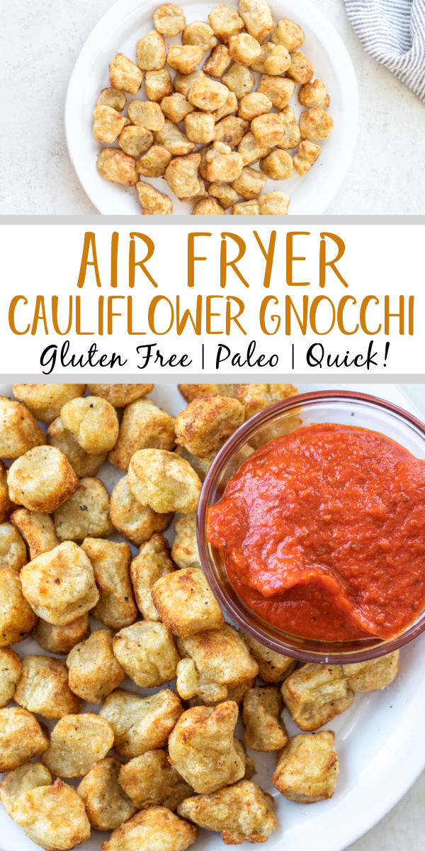 The best way to make Trader Joe's cauliflower gnocchi is in the air fryer. Air fryer cauliflower gnocchi is quick, easy, and can be cooked right from frozen. This recipe for how to make cauliflower gnocchi in the air fryer only requires a few minutes and a few ingredients, and it's a gluten free, grain free, super simple weeknight dinner meal. #airfryerrecipes #gnocchi #healthyrecipes #glutenfreerecipes