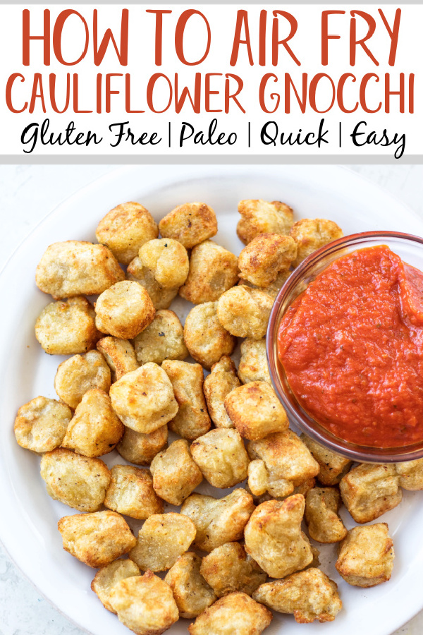 The best way to make Trader Joe's cauliflower gnocchi is in the air fryer. Air fryer cauliflower gnocchi is quick, easy, and can be cooked right from frozen. This recipe for how to make cauliflower gnocchi in the air fryer only requires a few minutes and a few ingredients, and it's a gluten free, grain free, super simple weeknight dinner meal. #airfryerrecipes #gnocchi #healthyrecipes #glutenfreerecipes