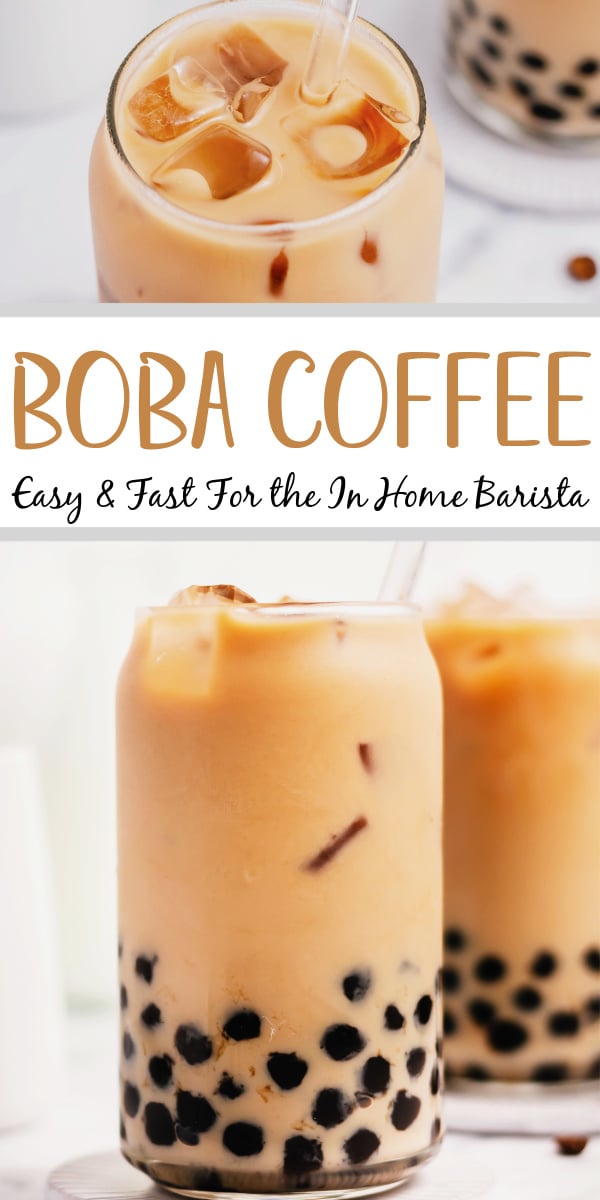 Boba coffee is naturally gluten free and can easily be dairy free as well. It uses only four ingredients to create a refreshing, visually appealing drink easily and quickly. Making your own bubble coffee at home saves you money and this versatile recipe can be tuned to your personal taste and hits the spot anytime from breakfast into the evening. #bobacoffee #bubblecoffee #glutenfreerecipes #dairyfreerecipes #glutenfreedairyfreerecipes #healthybreakfastrecipes