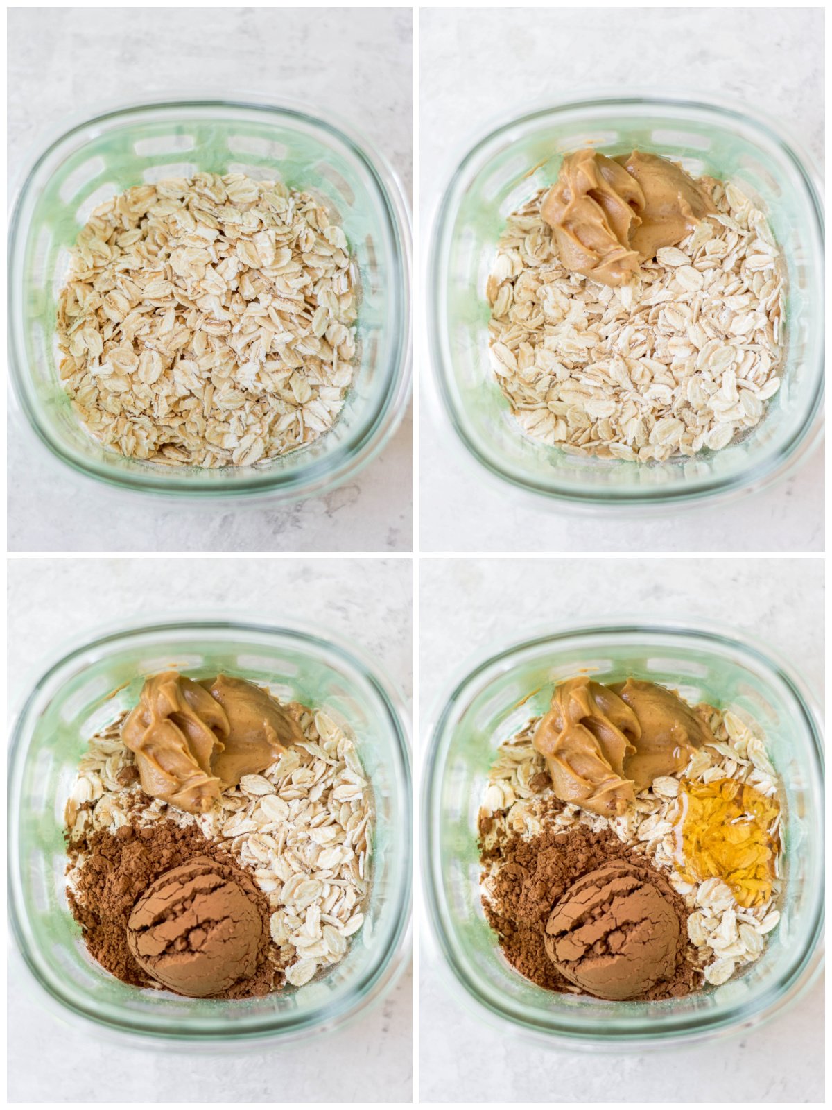 cooking process to make chocolate peanut butter overnight oats