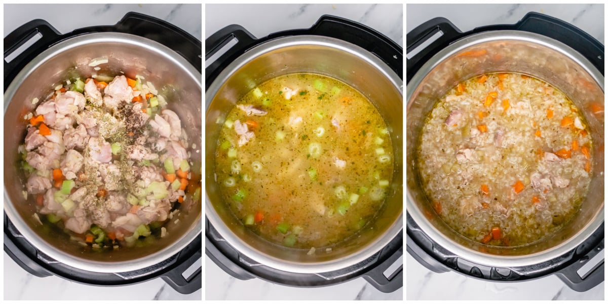 instant-pot-chicken-rice-soup-process