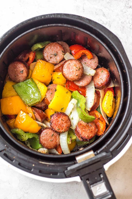 air-fryer-sausage-and-peppers-cooking-steps