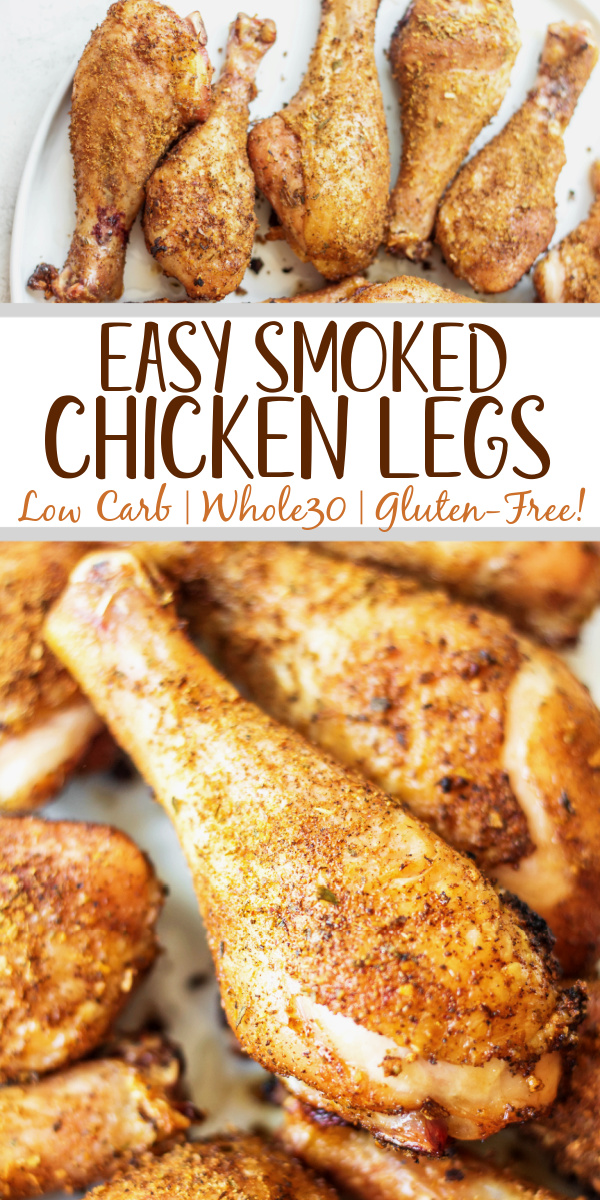 Having a go-to smoked chicken legs recipe is a must have for summer. These smoked chicken legs use very few staple ingredients and is gluten free and dairy free. It's the perfect choice for a gathering, or for meal prep because it is super easy and fast. Smoked chicken drumsticks are a favorite for kids and adults alike and will be a versatile addition to your summer smoking. #smokerrecipes #chickenlegs #glutenfreerecipes #dairyfreerecipes #smokedchickenlegs #chickendrumsticks