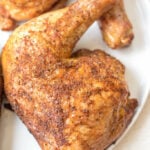 Making smoked chicken quarters is an easy way to feed your group. They take less time to cook than a full chicken and are already portioned! This recipe is gluten free and dairy free and takes almost no prep time. These smoked chicken leg quarters can pair with almost any side you want and will be a hit for the whole family! #glutenfreerecipes #dairyfreerecipes #glutenfreedairyfreerecipes #healthychickenrecipes #smokerrecipes