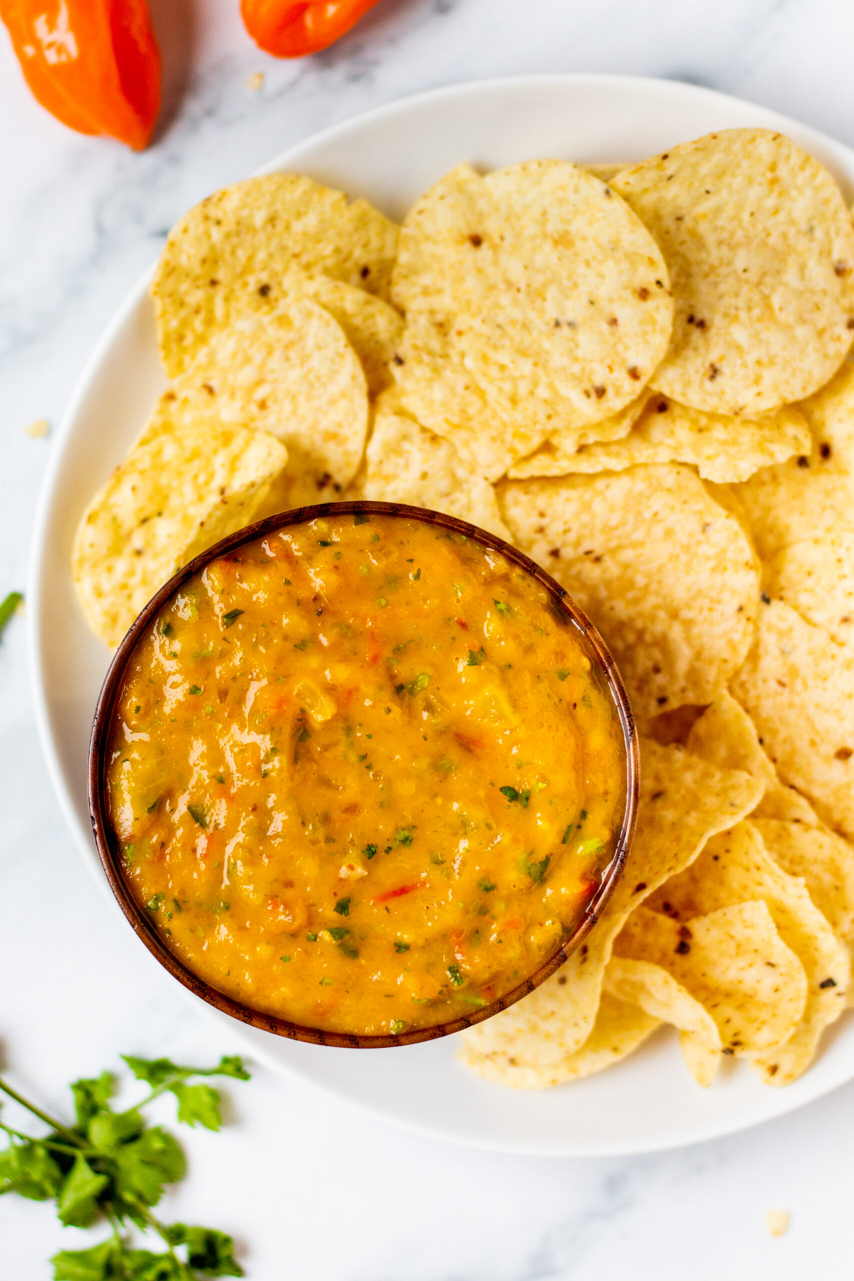 Mango habanero salsa is a great change up from a standard tomato salsa. It's gluten free and dairy free and is super simple to make with just a few easy ingredients. Plus it's paleo and Whole30 to boot! It clocks in at a total of 30 minutes to prep so it's also quick to make. This salsa is a perfect recipe to use as a dip or as a topping for tacos or anything you would want salsa for. #glutenfreerecipes #dairyfreerecipes #glutenfreedairyfreerecipes #mangosalsa #habanerosalsa