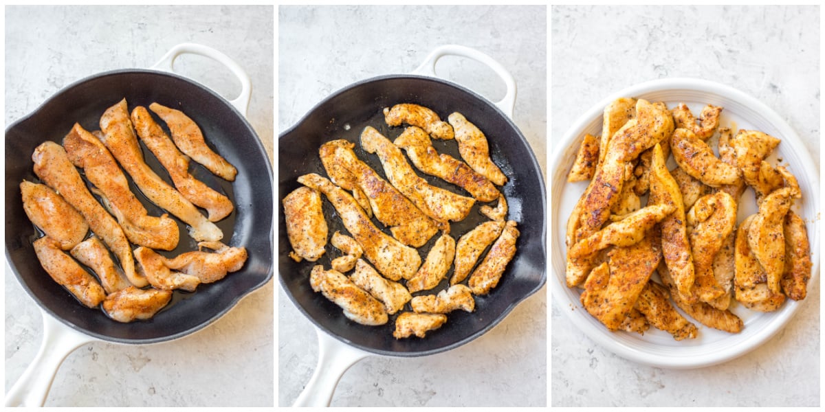 cajun-chicken-alfredo-broccoli-skillet-cooking-process