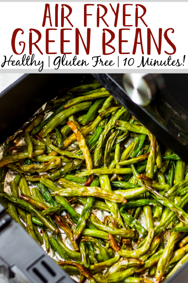 Air fryer green beans are a simple, healthy and delicious side dish to add to any dinner. Making your green beans in the air fryer is a quick way to get a vegetable on the table with a weeknight meal that requires only a few ingredients and 10 minutes! These green beans are a hit with everyone and are low carb and keto, Whole30, gluten free, and just plain tasty! #airfryervegetables #airfryergreenbeans #ketovegetables #whole30vegetables