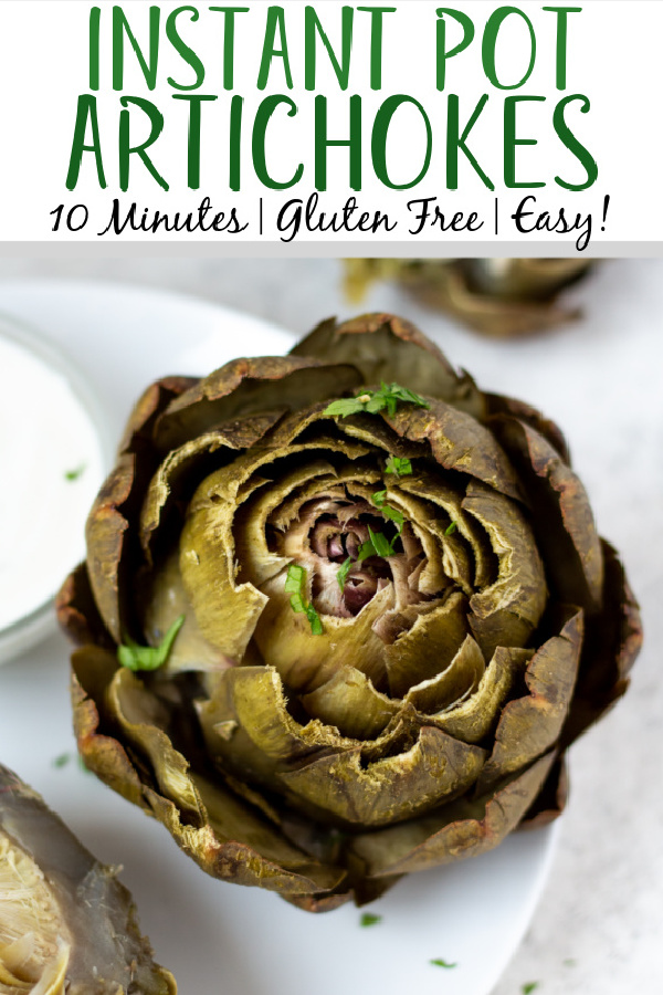 Instant pot artichokes are so easy to make. This healthy vegetable recipe gives you perfectly steamed artichokes in the instant pot in under 30 minutes with minimal prep work needed! Cooking artichokes can be intimidating, but this method is fool proof and makes the best artichokes that are made for dipping or adding to your favorite artichoke recipe. #instantpotartichokes #instantpotvegetables #artichokerecipes