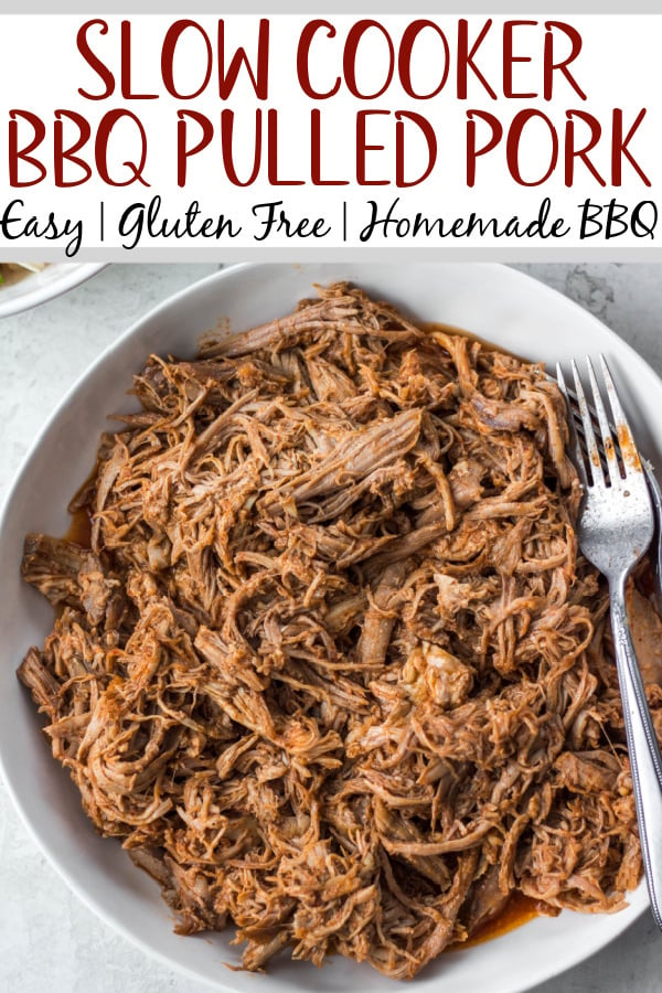 This slow cooker BBQ pulled pork recipe is so easy to prepare, cooks hands-free in the crockpot and is finished with a simple homemade BBQ sauce. This recipe relies heavily on pantry staples which makes it a great weeknight or meal prep recipe to add to your menu. It's also gluten-free and dairy-free and can easily be made paleo and Whole30. #slowcookerbbqpork #bbqpulledpork #whole30slowcooker #glutenfreeslowcooker