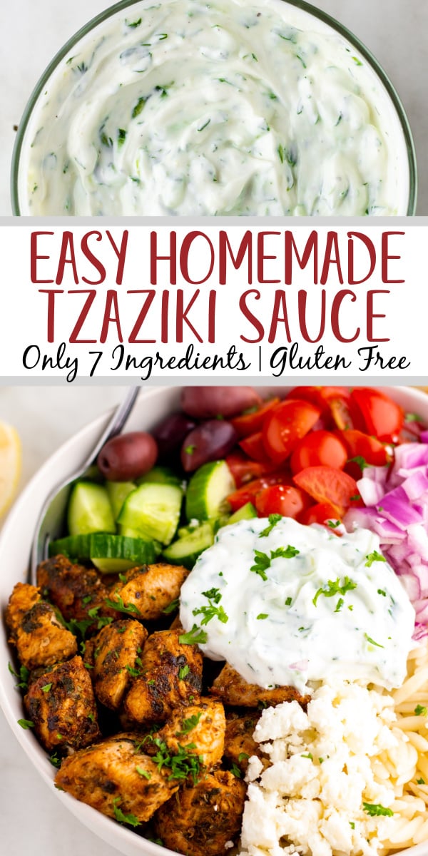 Tzatziki sauce is a creamy sauce that has a delicious flavor and crunch that can add to a large variety of foods. This simple homemade tzatziki sauce recipe is naturally gluten free and is ready in no time. With the simplicity of the ingredients and how easy it is to make you no longer have to get your tzatziki sauce from the store and can always be ready when the need arises. #easysaucerecipes #tzatzikisauce #glutenfreerecipes #gyro