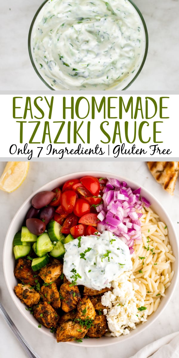 Tzatziki sauce is a creamy sauce that has a delicious flavor and crunch that can add to a large variety of foods. This simple homemade tzatziki sauce recipe is naturally gluten free and is ready in no time. With the simplicity of the ingredients and how easy it is to make you no longer have to get your tzatziki sauce from the store and can always be ready when the need arises. #easysaucerecipes #tzatzikisauce #glutenfreerecipes #gyro