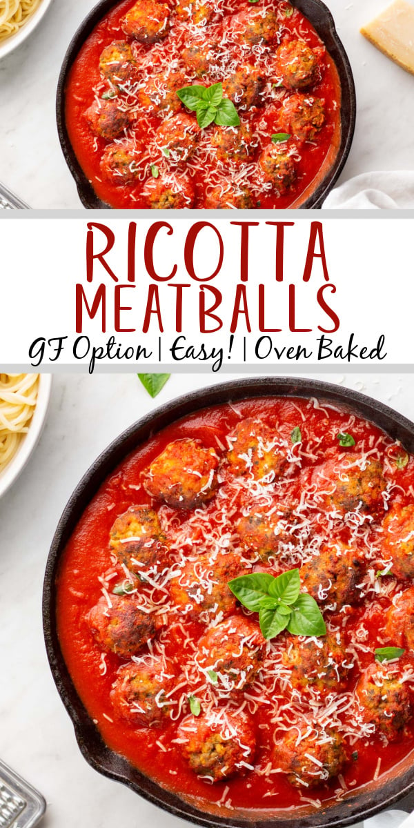 These cheesy ricotta meatballs can be easily made gluten free and can be made with beef or pork to fit your preference. This recipe makes a generous portion and is absolutely perfect for meal prep, family gatherings, or a simple dinner at home. Ricotta meatballs are versatile and can go with or on anything you like to add meatballs to. It's delicious, easy, and a classic all in one. #ricotta #meatballs #ricottameatballs